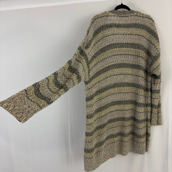 Lane Bryant Open Front Striped Cardigan - Gray and Tan - Picture 5 of 8